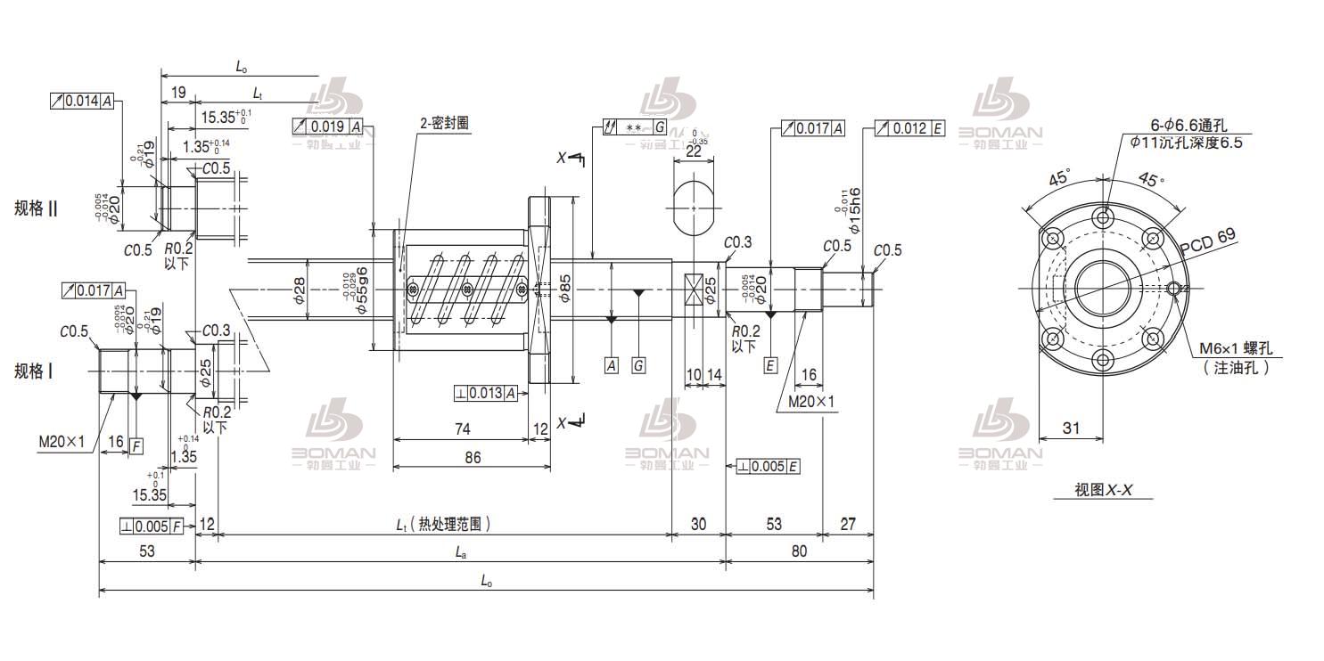 W2809SA-2Z-C5Z5-SA标准滚珠丝杠