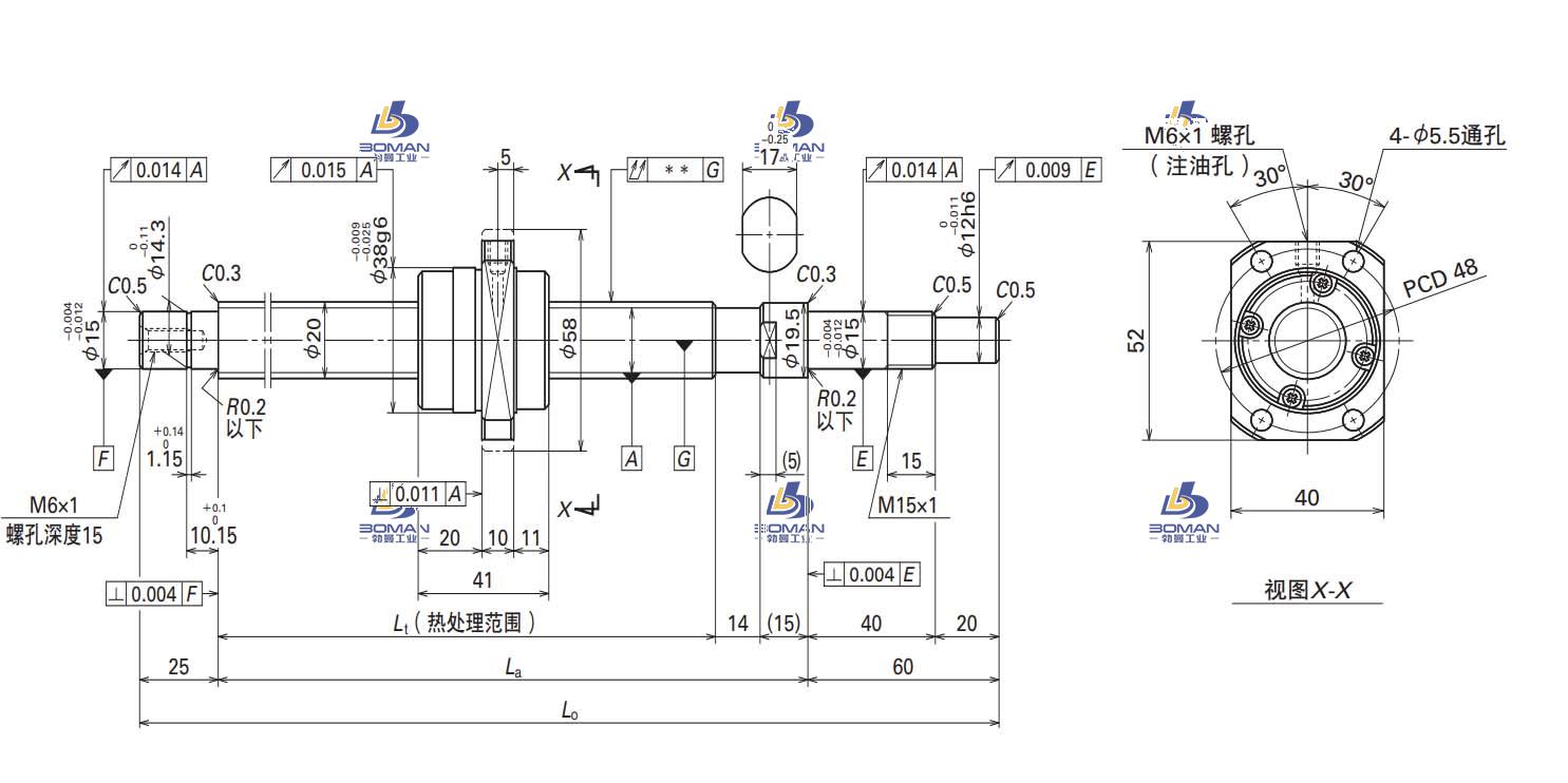 W2007FA-6GX-C5T40-FA标准滚珠丝杠
