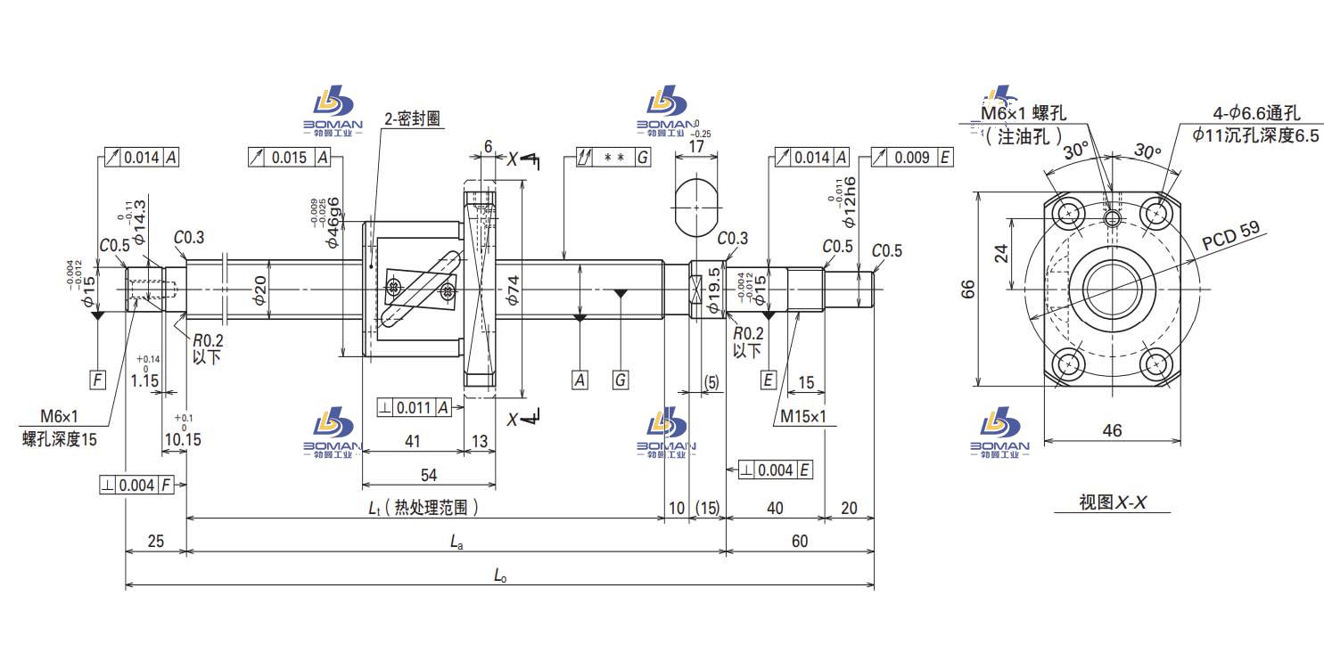 W2011FA-2-C5T10-SA标准滚珠丝杠