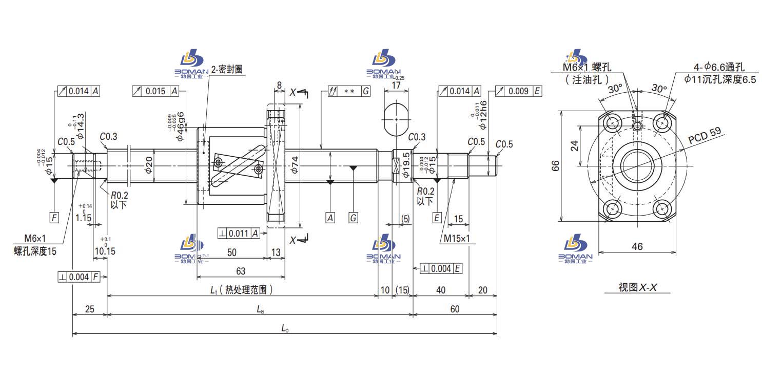 W2015FA-2-C5T20-FA标准滚珠丝杠