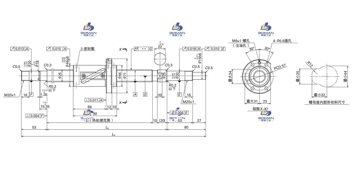 W2509FA-4-C5T25-SA标准滚珠丝杠