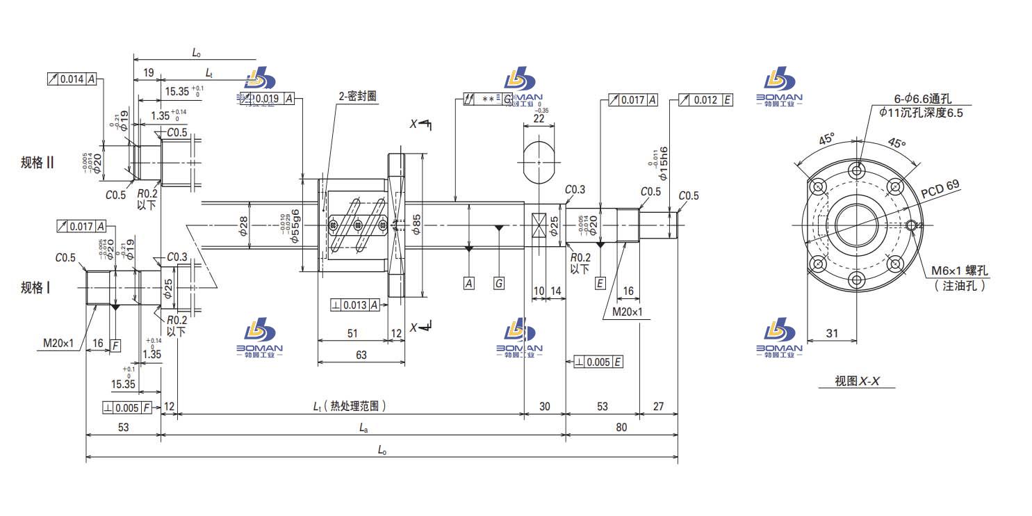 W2811SA-3P-C5Z6-SA标准滚珠丝杠