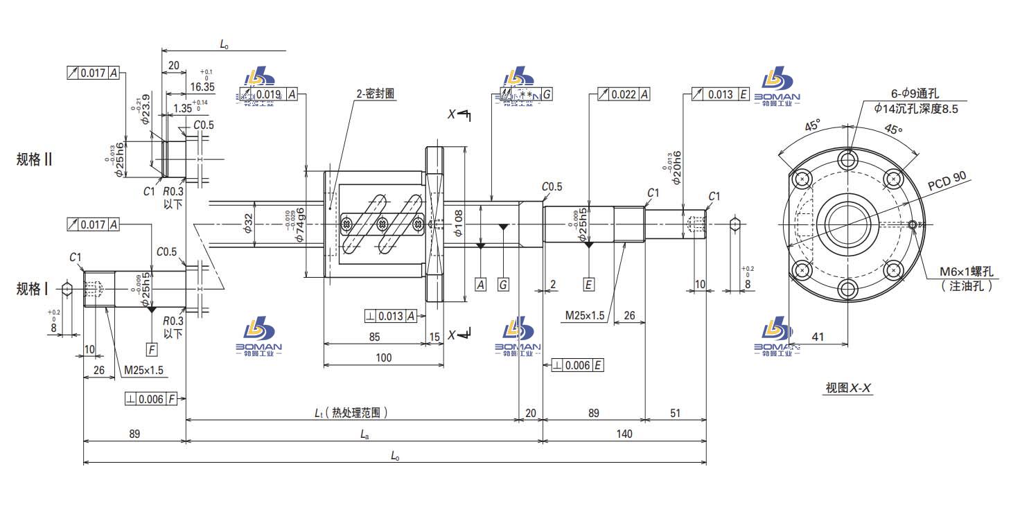 W3205SA-6Z-C5Z10-轴端完成品滚珠丝杠