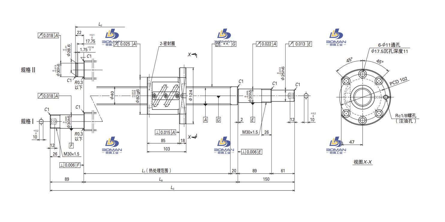 W4011SA-3Z-C5Z10-轴端完成品滚珠丝杠